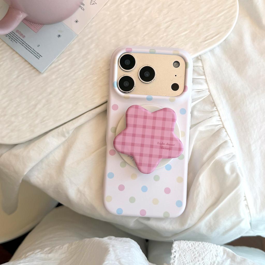 Star Magnetic Suction Bracket Is Suitable for Apple 17promax Soft Film Iphone16 Mobile Phone Case 15 Contrasting Color Polka Dot 13