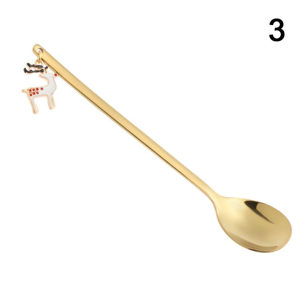 Kitchen Xmas Gifts Christmas Table Ornament Tableware Stainless Steel Coffee Spoon