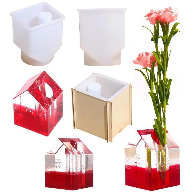 New Creative House Vase Silicone Mold DIY Succulent Concrete Flower Pot Mold Plaster Cement Pen Container Mold Plant Holder Mold