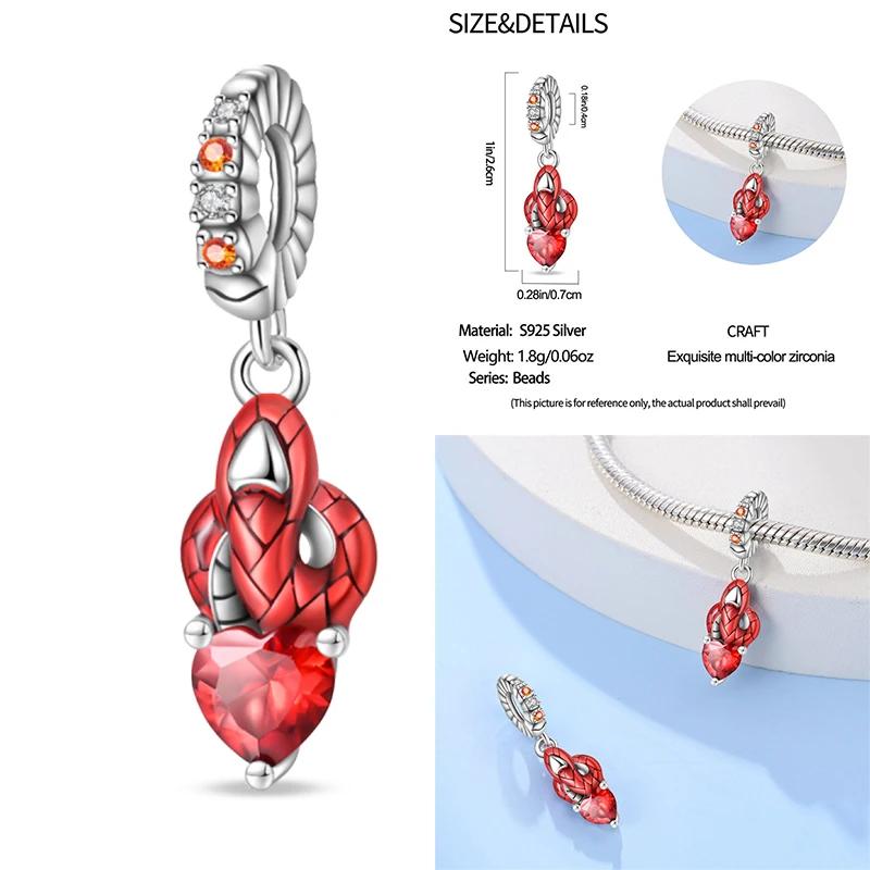 100% Copper Exquisite Tarot Cards Bracelet Pendants Blood Red Fire Snake Rose Charms Beads Diy Jewelry For Women