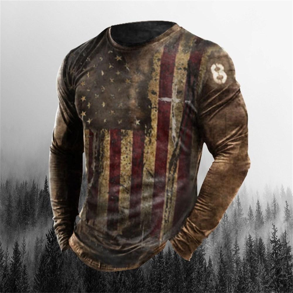 3D Printing Men's Round Neck Long Sleeves Street Trend Hip-hop Oversized Punk T-shirt Pullover Vintage Skull T-shirt