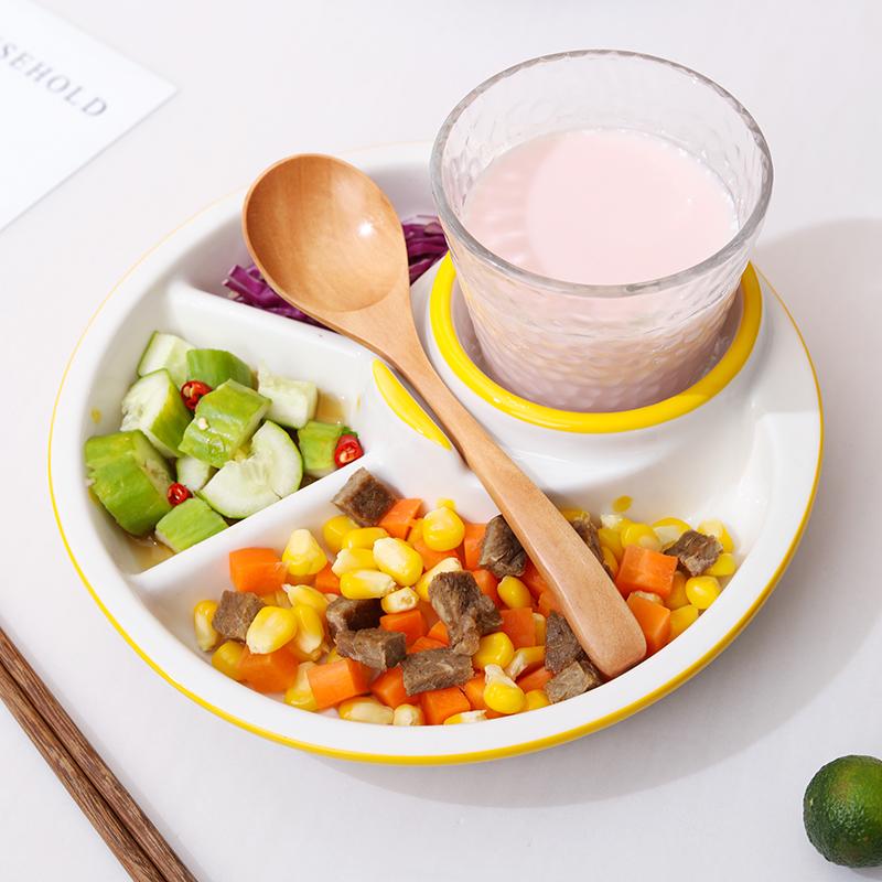 8.4 Inch Ceramic Dividing Plates Household Japanese New High Aesthetic Cartoon Print Dining Tableware Weight Loss Creative Dish