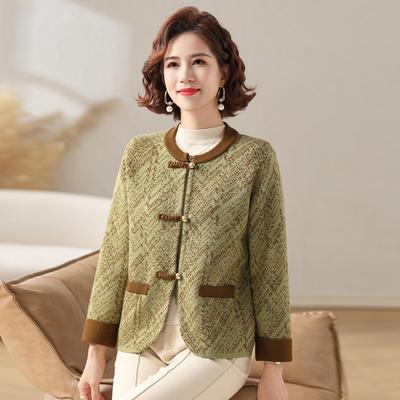 Spring and Autumn New Mom Xiaoxiangfeng Short Coat Middle-aged Women's Fashion Western Style Age Lapel Jacket Top
