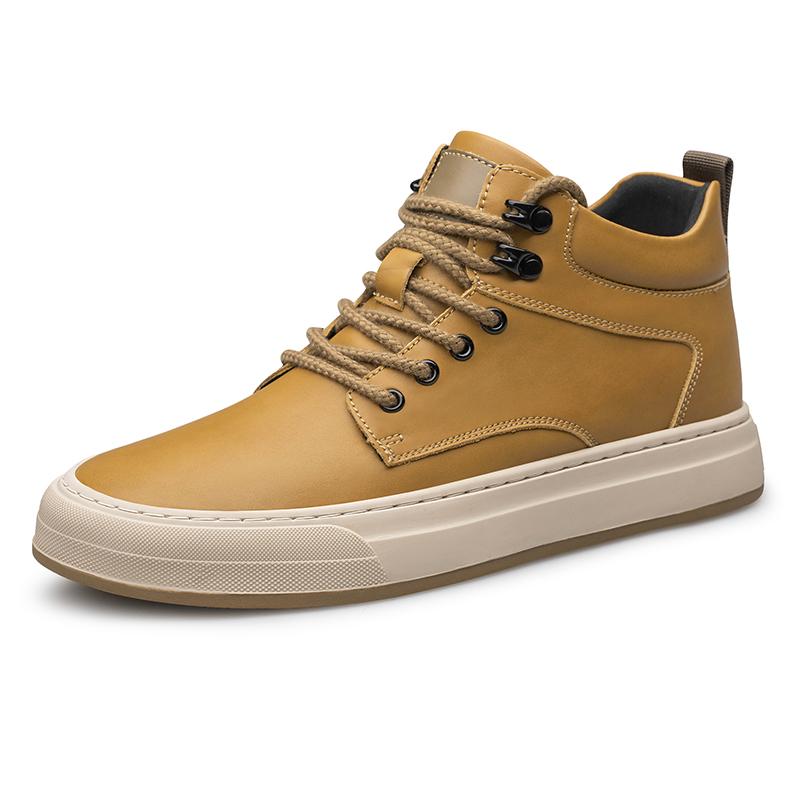 Fashion Men's High Top Shoes Autumn Winter Classic Men's Genuine Leather Casual Shoes Inner Elevated Shoes Outdoor Work Dress Shoes