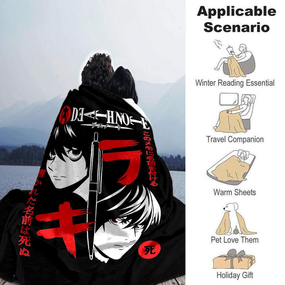 1pc Death Note Soft Flannel All Season Throw for Home, Office, Outdoor UseDurable Comfort Soft Warm Throw for Home