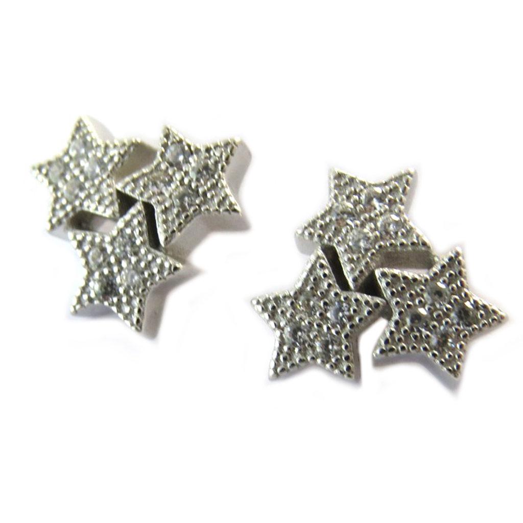 Les Trésors De Lily [P1709] - White 'Stars' Silver Earrings