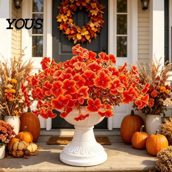 Maintenance Free Fake Greenery Artificial Morning Glory Flower Bouquet, Realistic Plastic Floral Arrangement Decorative Plants for Vases Home