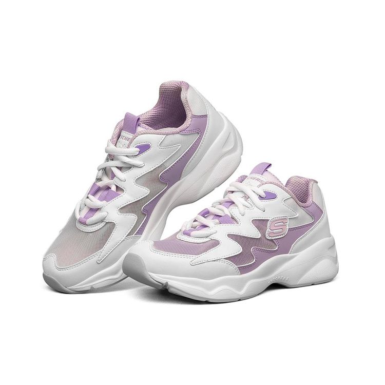 Skechers DLites Airy Wing Shoes Mesh Synthetic Leather Casual Low-Top Dad Shoes Women Sneaker Lavender 896005-WLV