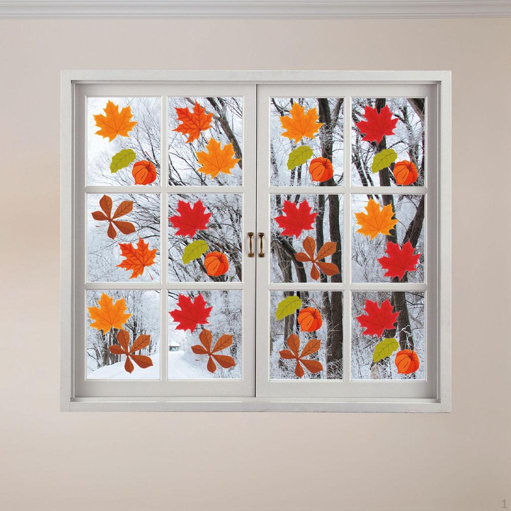 6er Pack Herbst Ahornblatt Fensteraufkleber, Saisonale Deko-Accessoires, Abnehmbar, Doppelseitig bedruckt