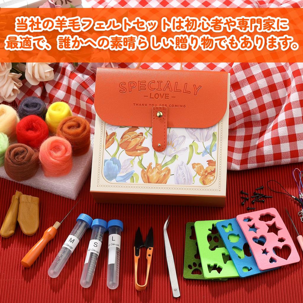 RMTIME Wool Felt Kit, 20-Color Wool Roving Yarn Set, Beginner's Kit with Molds and Portable Storage Case for DIY Crafts and Home Decor