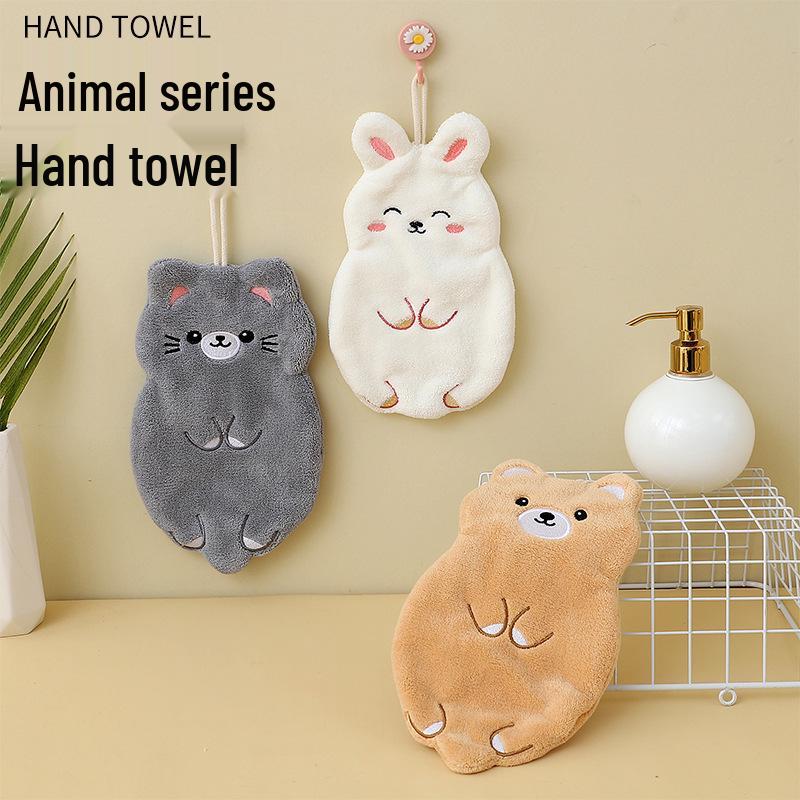 

Cartoon Animal Quick-Drying Hand Towel - Soft, Absorbent, Hangable Washcloth for Kitchen Use 29.5*17.6 cm жовтий
