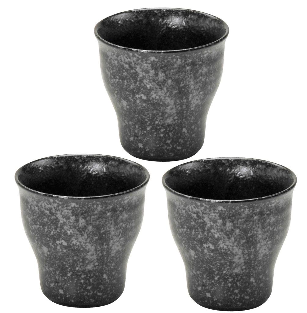 Hayashi Kinnosuke Shoten Mino Ware Kalt Sake Becher Set 3 Stück Silber Schwarz 399-22-41E(3)
