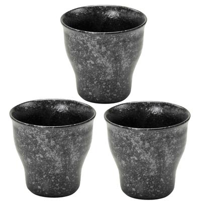 Hayashi Kinnosuke Shoten Mino Ware Cold Sake Cup Set of 3 Silver Black 399-22-41E(3)