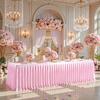 Satin Pleated Table Skirt 4/6/8FT Tablecloth for Wedding Banquet Conference Party Stage Decoration Rectangular Table Cover