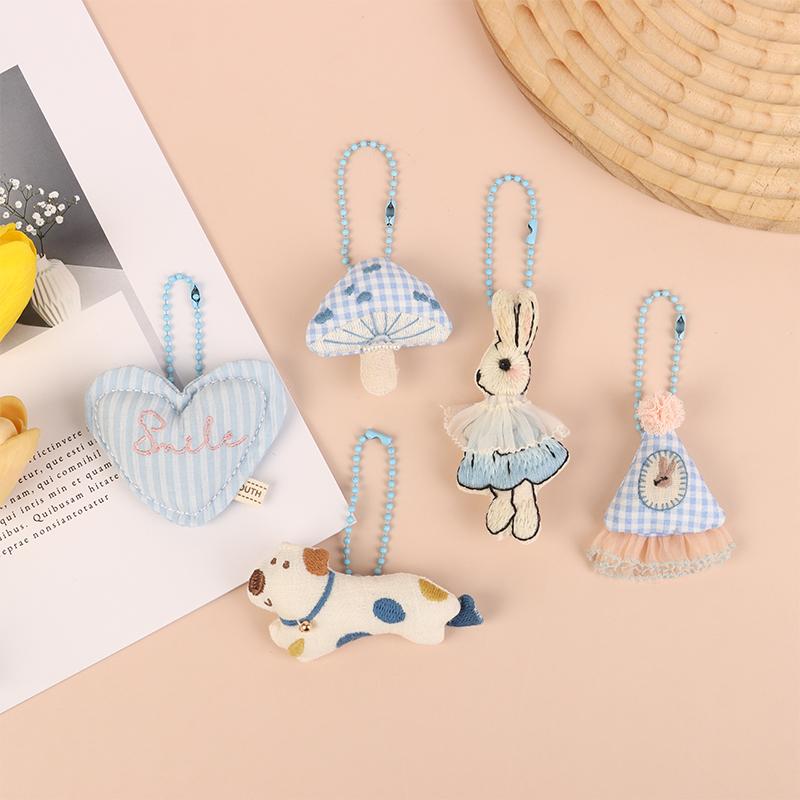 

Ins Style Blue Plaid Keychain, Heart Bow Bear Pendant Cute Bag & Car Key Holder, Lovely Sweet Key Chain Accessories Decoration 1
