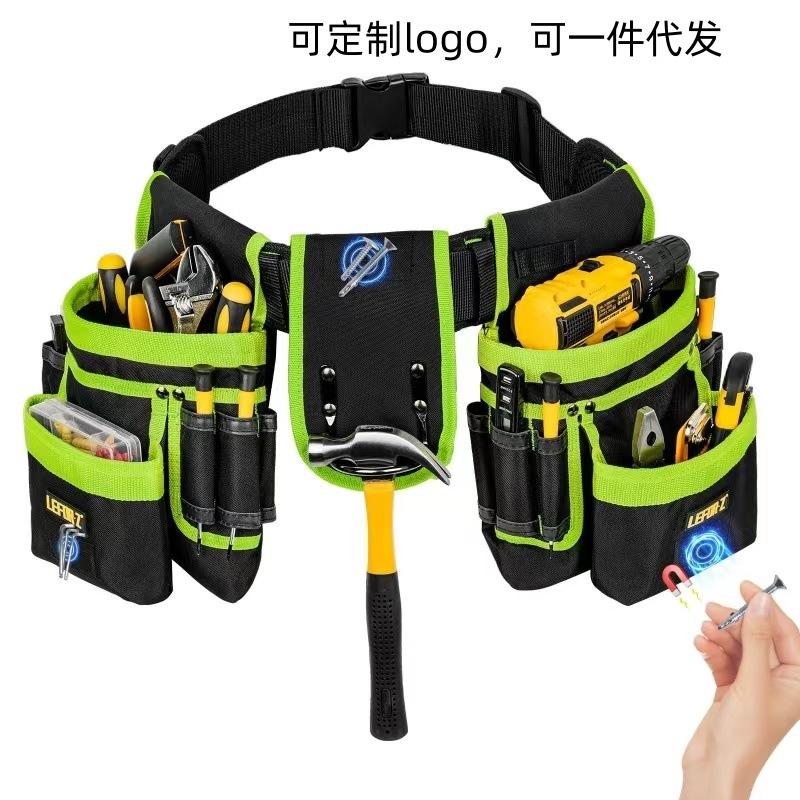 Thickened Canvas Electrician Tool Belt Multi‑Purpose Storage Pouch with 3 Magnets Work Accessories
