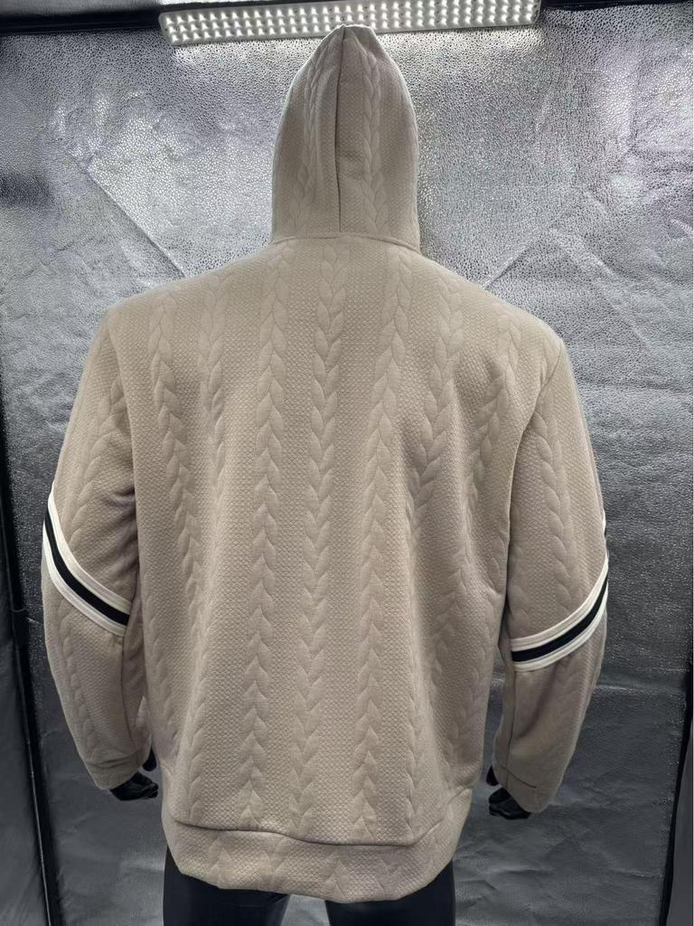 Autumn/Winter Jacquard Heavyweight Men's Warm Hooded Outdoor Sports Hoodie