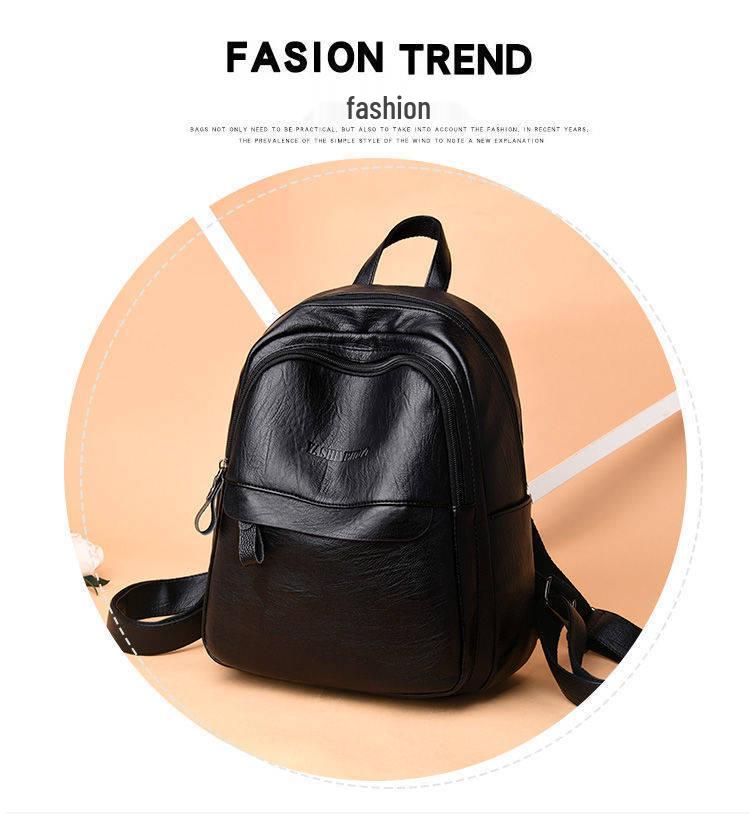 Women's Korean Style Versatile 2025 Large Capacity Soft Leather Backpack