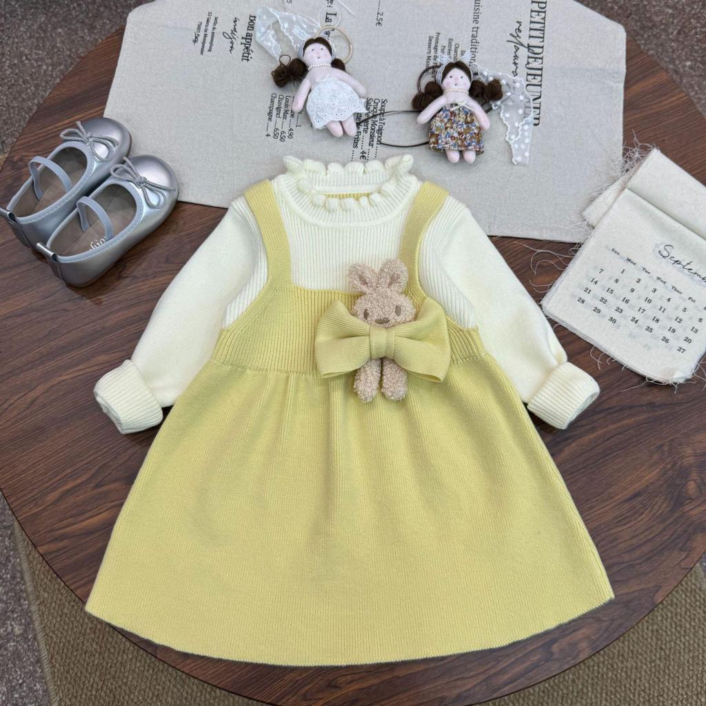 Girls' Cute Rabbit Knitted Sweater Dress - Autumn/Winter Fashion