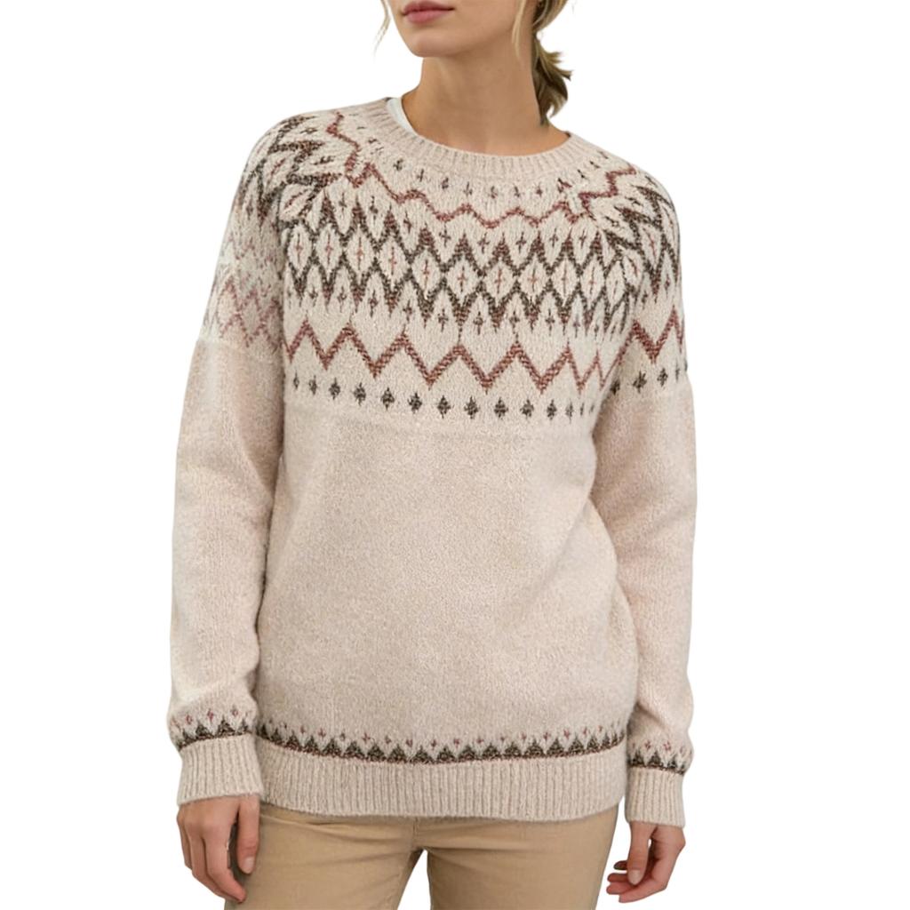 Women's Fashion Sweater Round Neck Loose Crewneck Long Sleeve Knit Top