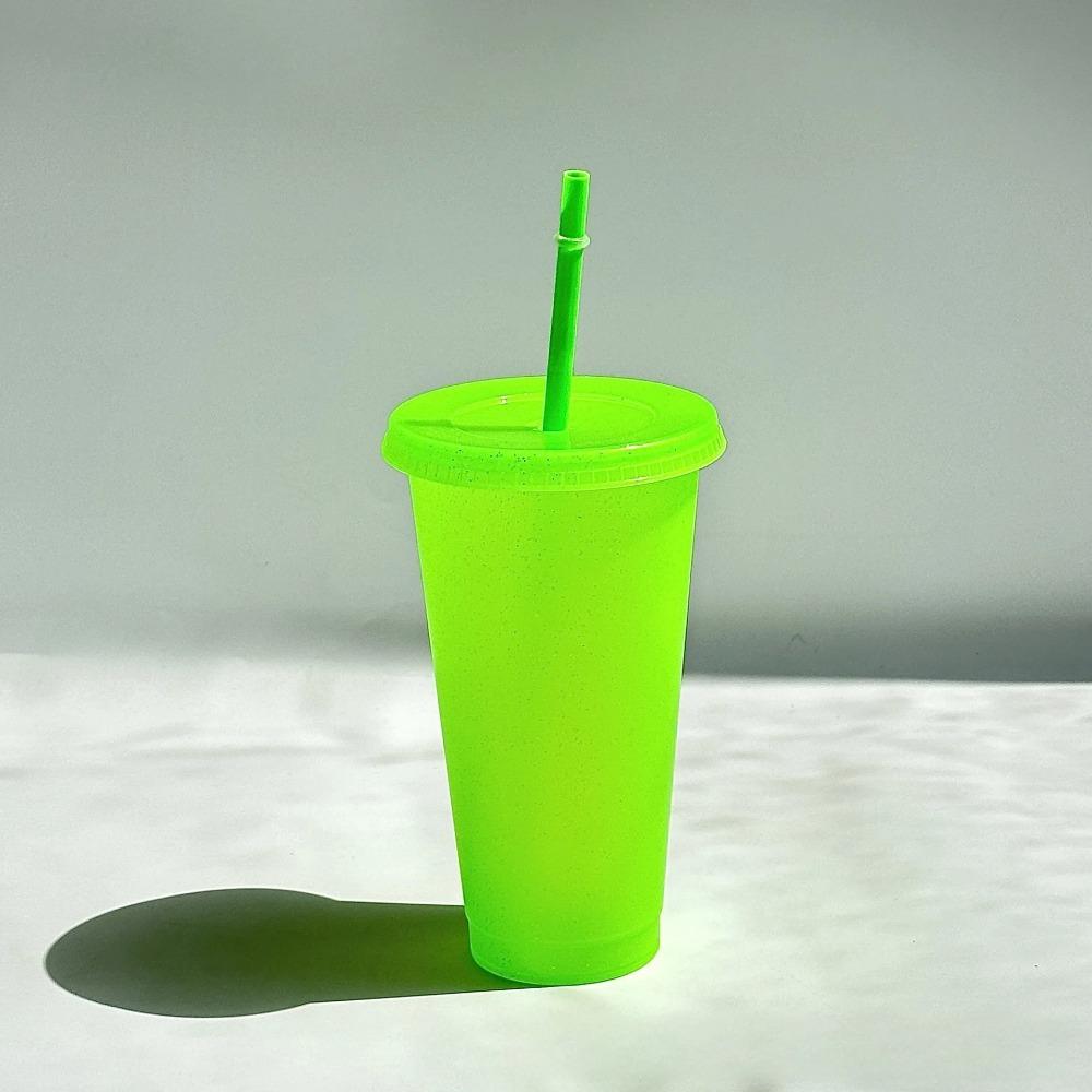 5/10 Pcs 24oz Plastic Cups with Lids&straw Reusable Water Bottle Party Cold Cups Hard Plastic Cup Wedding Party Summer Drinkware