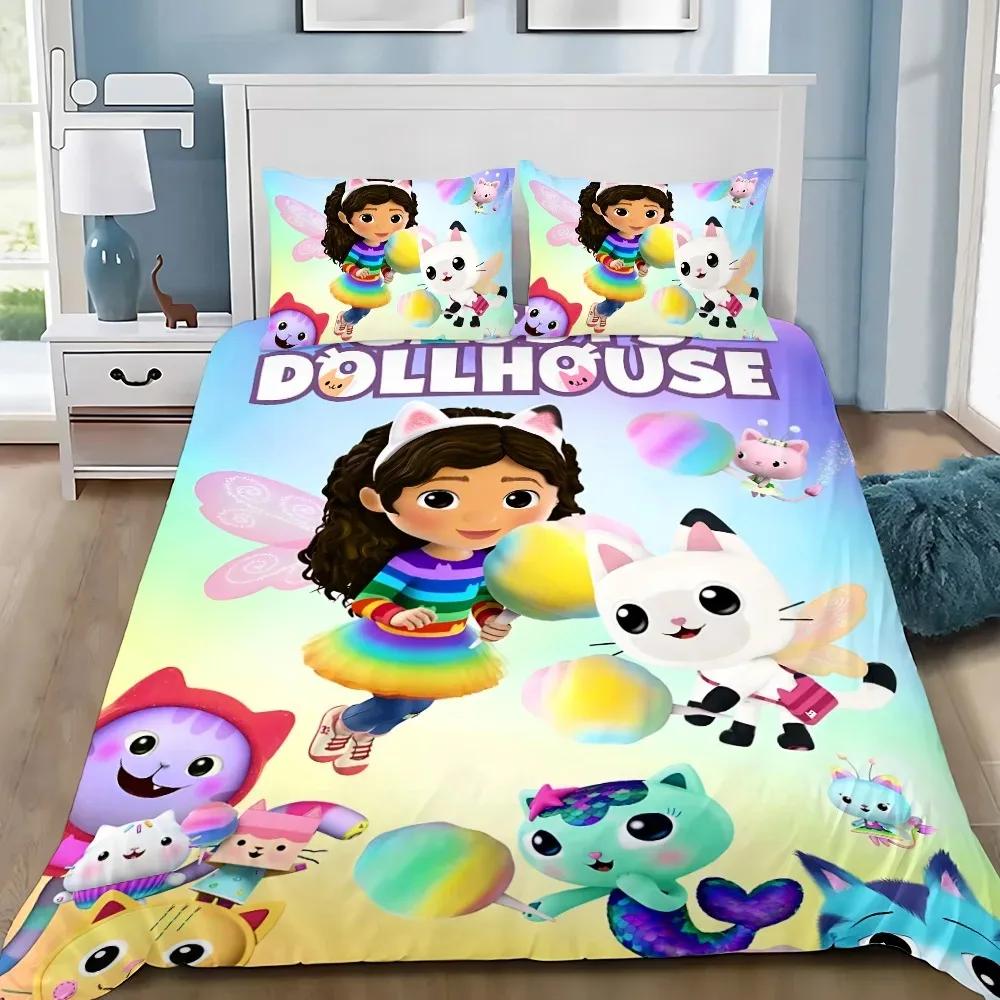 G-Gabbys D-Dollhouse Bedding Set Cartoon Duvet Cover Pillowcase Kids Bedroom Decoration Children Single Double Customized Size