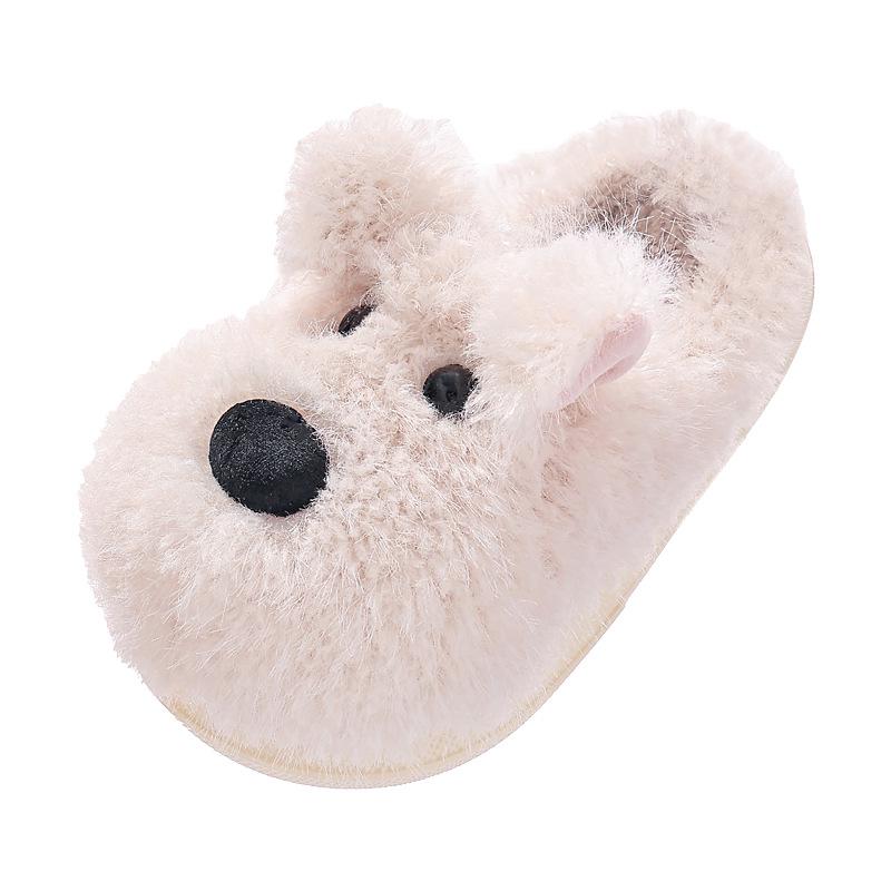 Westie Puppy Cotton Slippers - Girls' Warm Autumn/Winter Indoor Fur Slippers