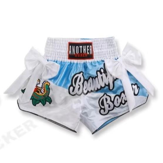 Ribbon Bow Muay Thai Shorts Pants Kickboxing Boxing MMA UFC Martial Arts Unisex Men Women Kid Quick Dry Print Elastic High Waist Polyester Training
