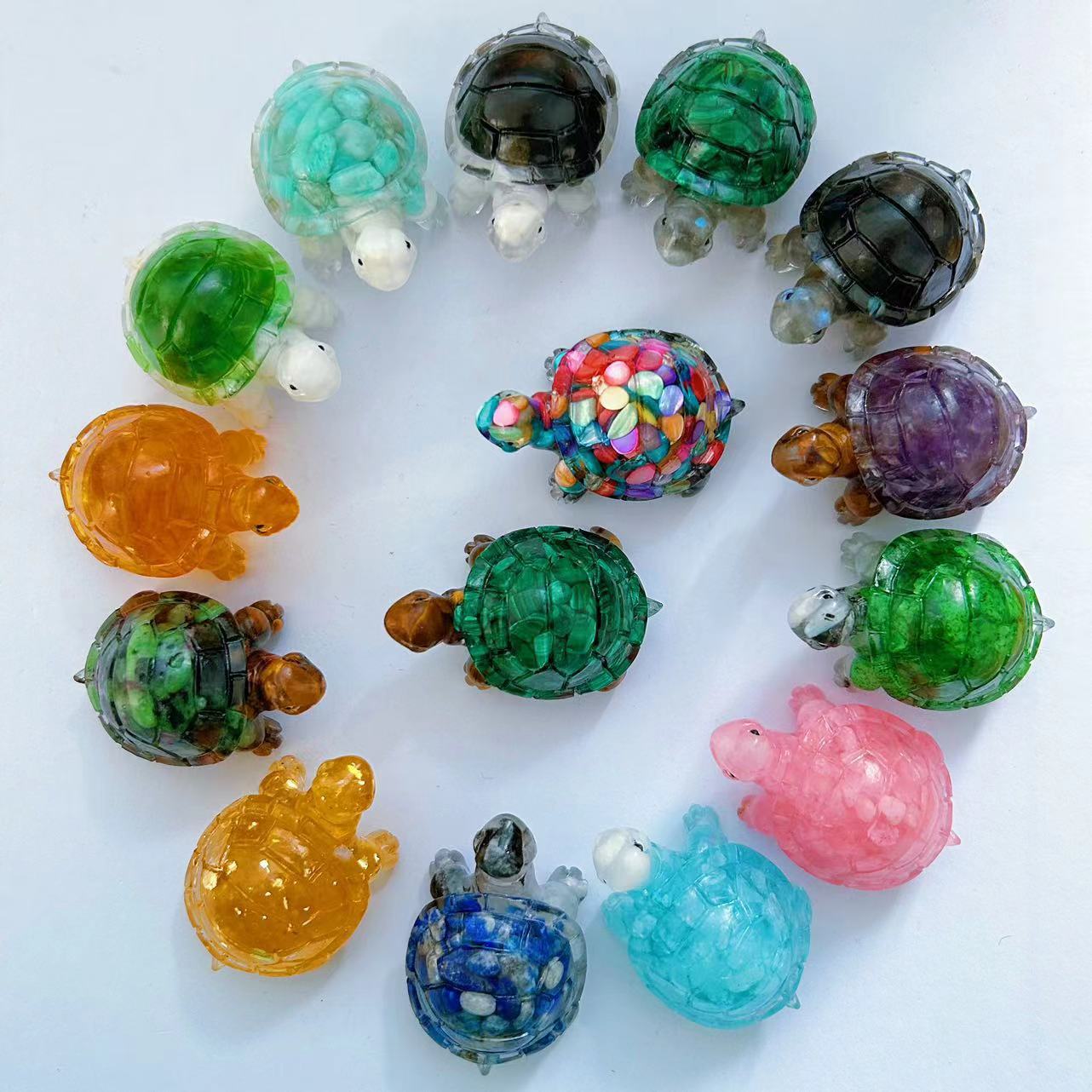 

50 мм статуэтка черепахи из смолы, кристалла, кварца, гравия, камня, статуэтка черепахи, карманные поделки в виде животных, рейки, исцеление, домашний декор, подарок