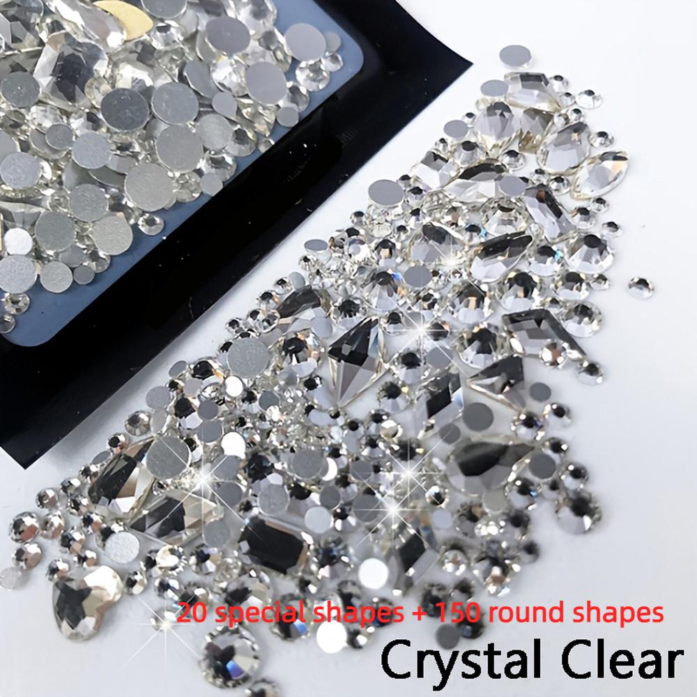 AB Flatback Glass Nail Art Rhinestones Multi-shape Mixed Diamond Gems Blue Purple Crystal Stones For DIY Nail Decoration