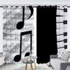 Black Music Abstract Piano Note Art Modern Thin 2 Pieces Light Filtering Curtains for Living Room Bedroom Window Drape Decor