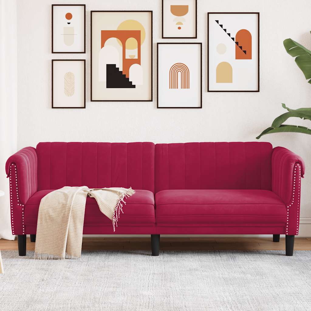 3 Seater Sofa in Burgundy Velvet