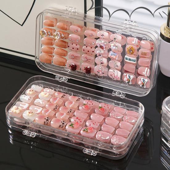 Clear Press on Nail Storage Box Folding Nail Art Storage Box Large Capacity Plastic Display Case for Press-On Nails & Tips