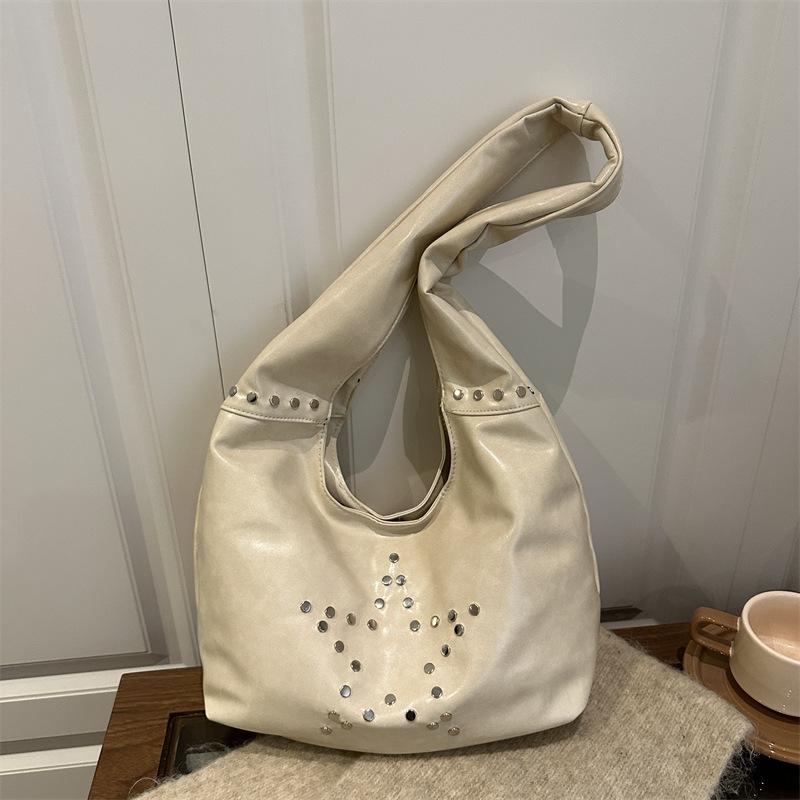 2025 New Bag Underarm Bag Large Capacity Shoulder Bag Handbag Rivet Underarm Bag Women's Bag