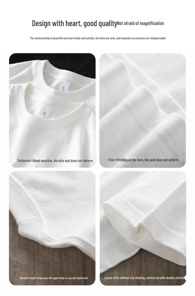 Men's Retro Solid Heavyweight Long Sleeve Cotton Tee