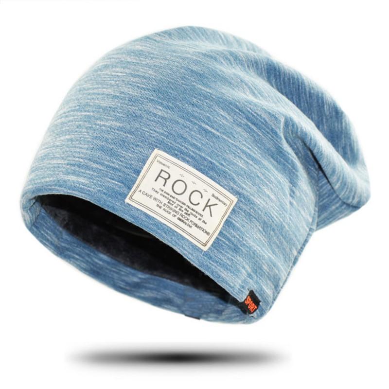Unisex Cotton Beanie Hat Winter Warmth Soft Knit Slouchy Cap With Letter Print