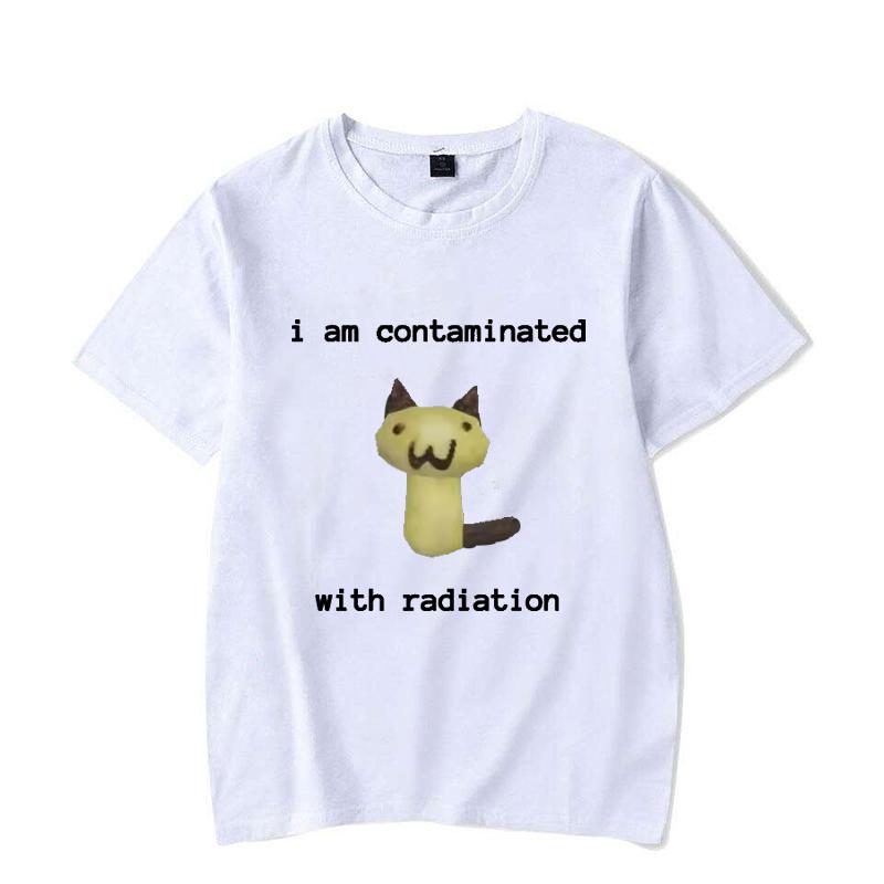 I Am Contaminated with Radiation Funny Cat Meme T-shirt Short Sleeve Men Women Vintage T Shirt Male O-Neck T Shirts