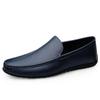 Men's Genuine Leather Slip-On Driving Shoes - Soft Sole Business Casual Flats, Large Size