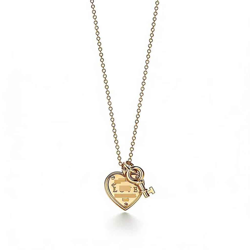 T Family Heart Lock Key Necklace: Classic Heart Pendant On a Collarbone Chain for Women