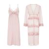 Women's Sheer Mesh Push Up Padded Cami Sleep Dress with Robe Lounge Set