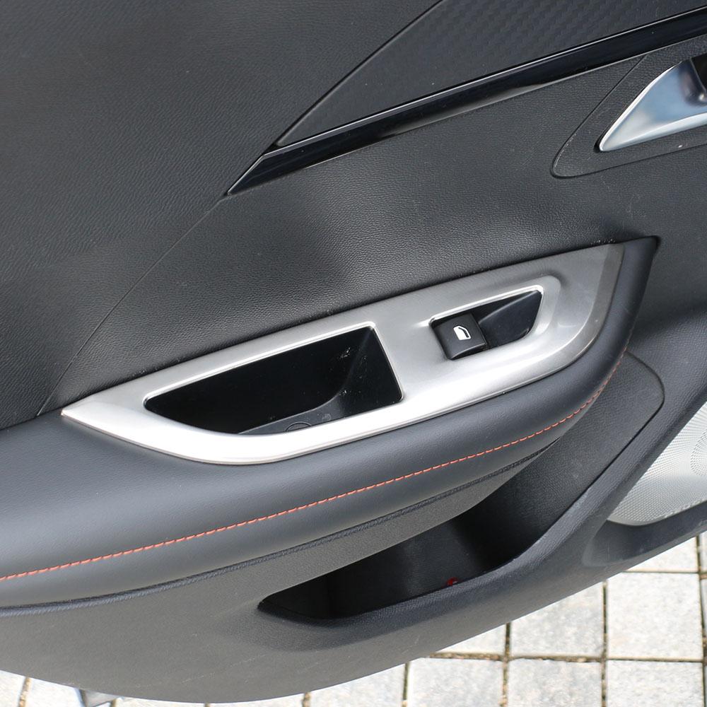 4pcs Armrest Window Rise Lift Control Switch Panel Cover for Peugeot 2008 2020 - 2022 LHD Door Lock Decoration Trim Accessories LHD