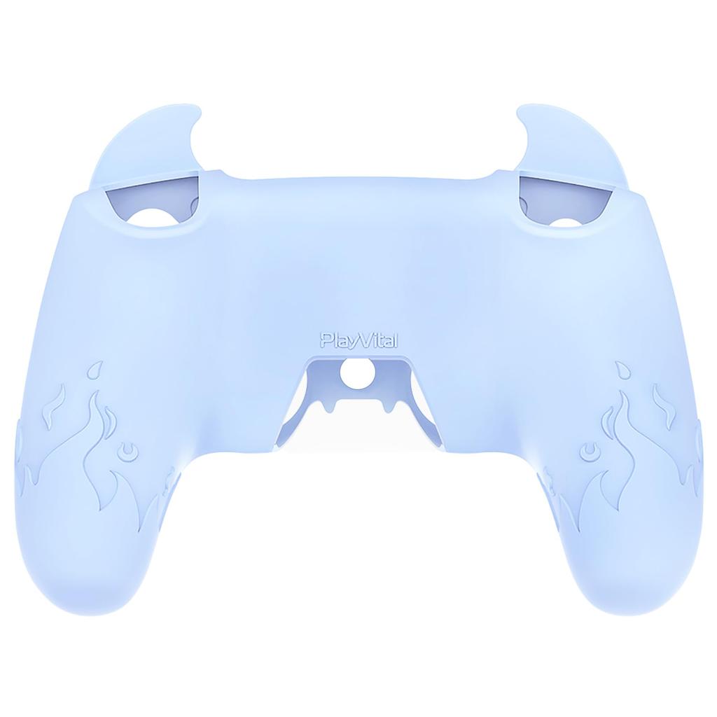 PlayVital Silikonhülle für PS5 Niedliche Controller-Hülle Skin-Schutz mit Daumengriffkappen Touchpad-Aufklebern Controller, (Dämonenstil) & [Babyblau]