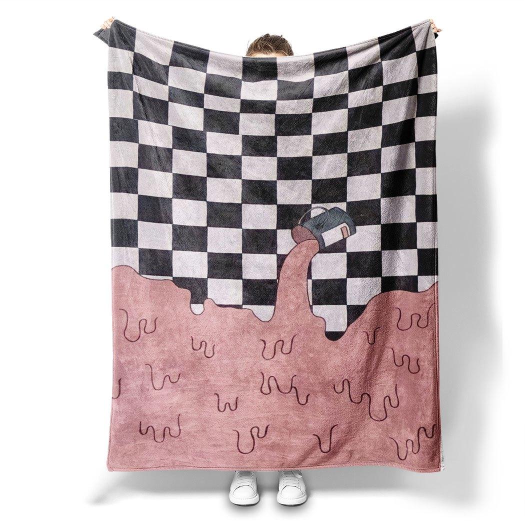 

Checkerboard Melt Pattern Flannel Throw Blanket Soft Cozy Fleece for Home Office Sofa and Car All Season Gift 130x150cm51x59in