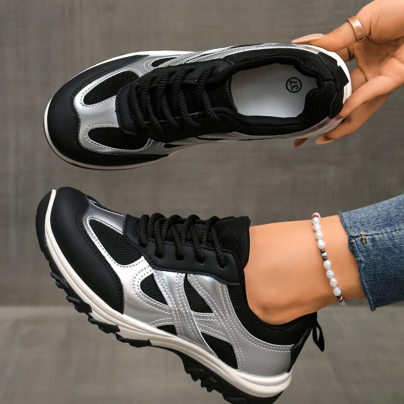 New Fashion Mixed Color Anti Slip Sports Shoes For Women In Spring Breathable Lace Up Comfortable Casual Shoes