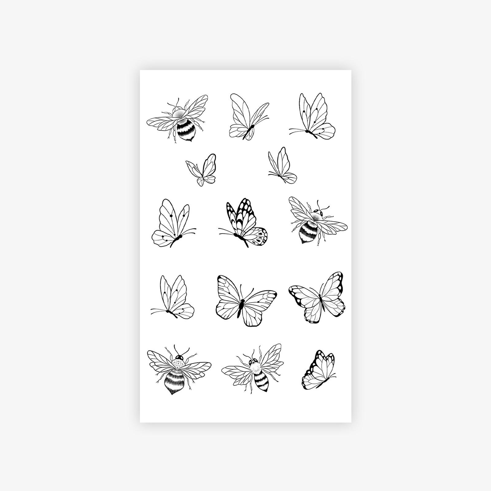 Butterfly, Bee Clavicle Waist Tattoo Sticker Premium Personality Simple Tattoo Sticker 9*15