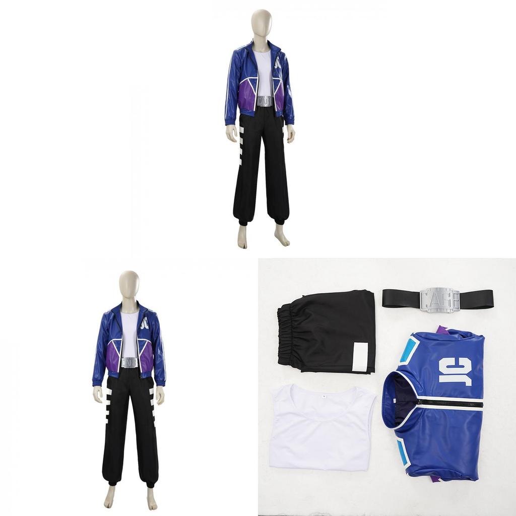 Johnny Cage Cosplay Costume With Glossy Blue Purple Jacket For Anime Role Play