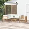 Vidaxl 7-Cz. Garden Furniture Set, Cream Cushions, Bamboo