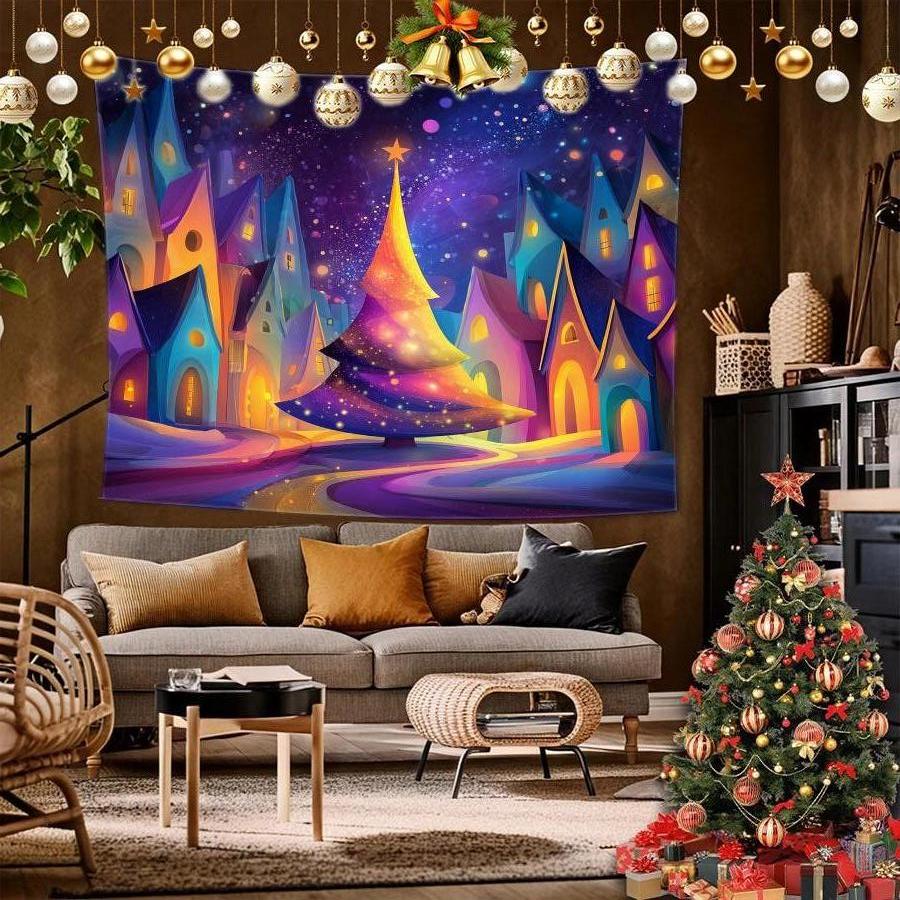 Deer Christmas Tapestry Background Cloth Hanging Cloth Bedroom Bedside Decorative Wall Cloth Rental Dormitory Tapestry
