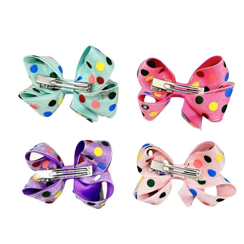 3-Inch Polka Dot Ribbon Bow Hair Clip Hairpin Accessory