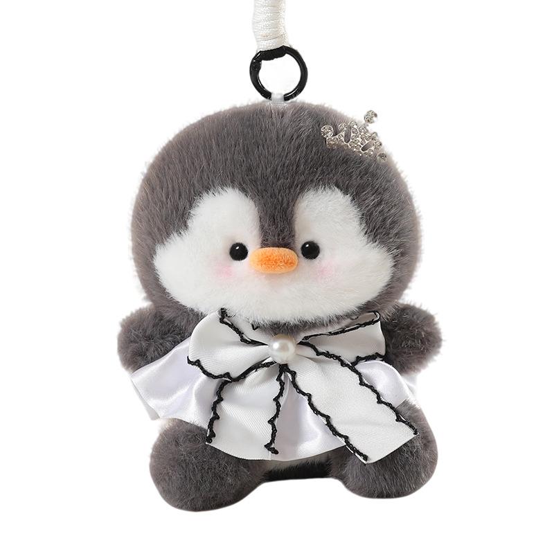Navy Penguin Doll Keychain: Cute Heart Backpack Charm for Women